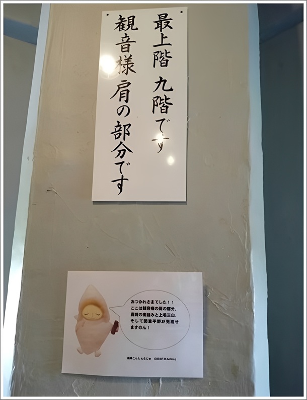 最上階9階、肩の部分(高崎白衣大観音)