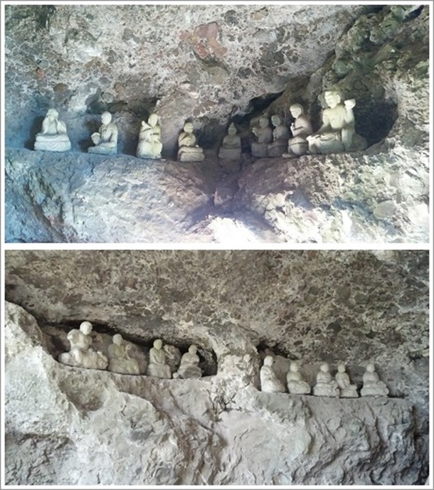 左右に鎮座している十八羅漢(仙人窟)